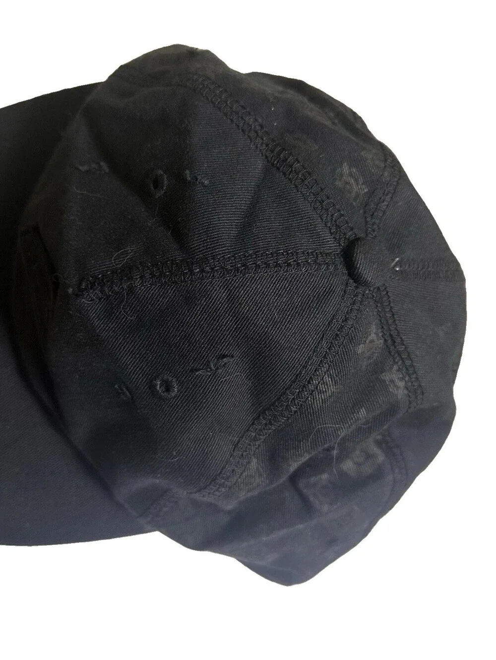 Y2K 2000’s Quiksilver Hat Skater Grunge Burnout Print Black Baseball Fitted Sz S